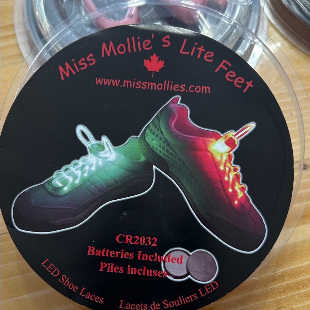 3 packages Miss Mollie's Lite Feet LED Shoe Laces
